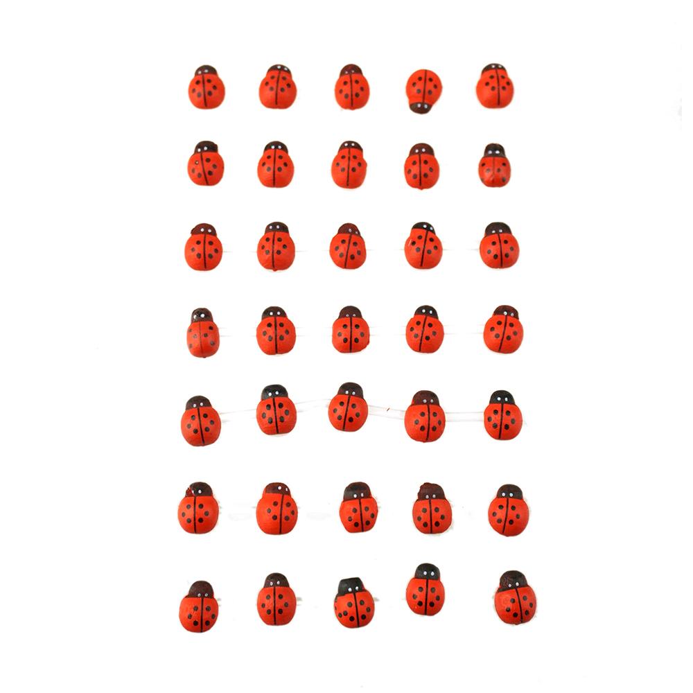 Self Adhesive Spotted Lady Bug Stickers, Red, 35-Count