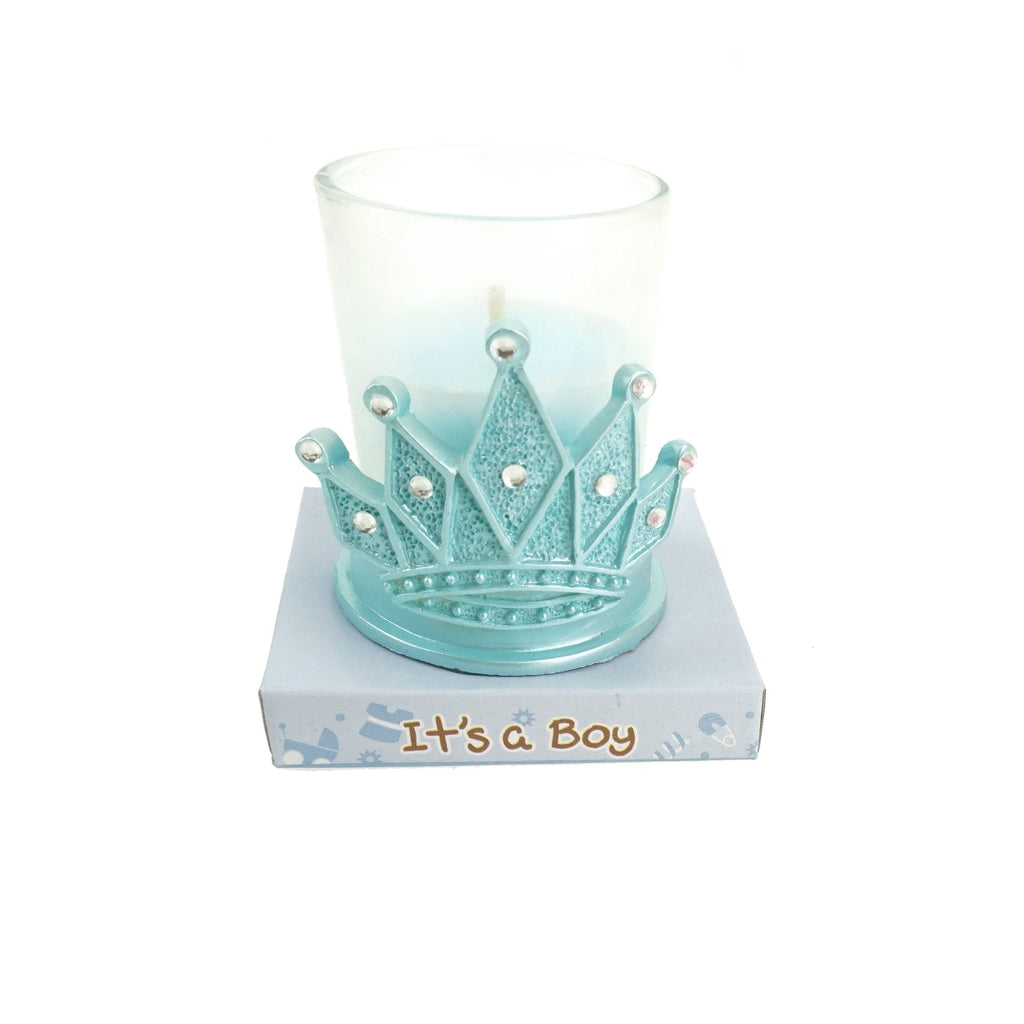 Baby Shower Poly Resin Crown Candle Set Favor, 2-1/2-Inch