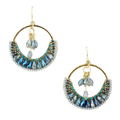 Tribal Beaded Circle Drop Earrings, 1-1/4-Inch