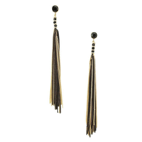 Long Metal Tassel Dangle Earrings, 4-1/2-Inch