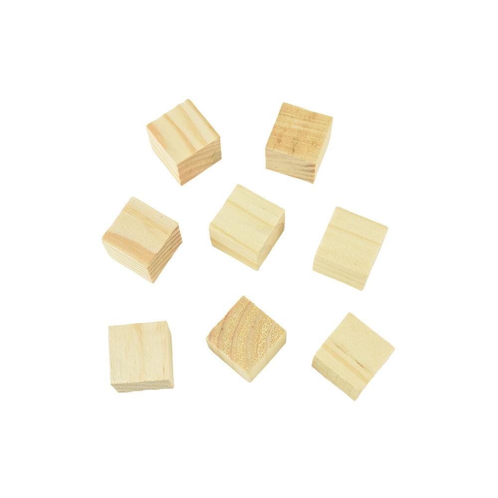 Natural Wooden Cube Blocks, 1-Inch, 8-Count