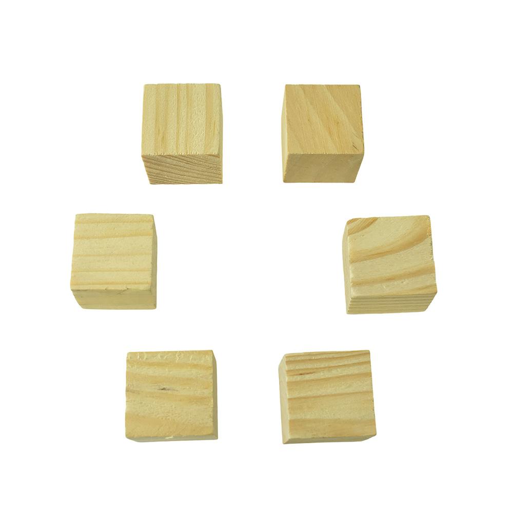 Natural Wooden Cube Blocks, 1-1/8-Inch, 6-Count