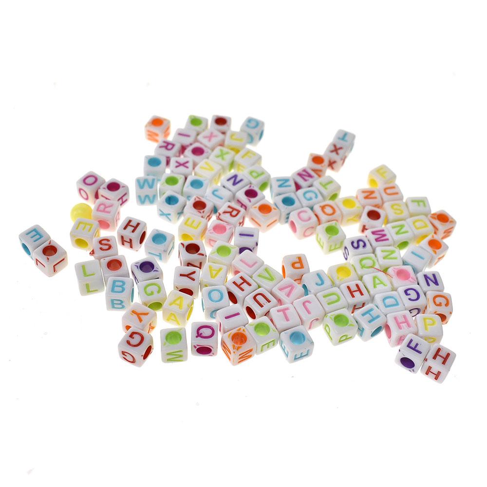 Rainbow Letter Alphabet Beads, 1/4-Inch, 300-Pieces, White