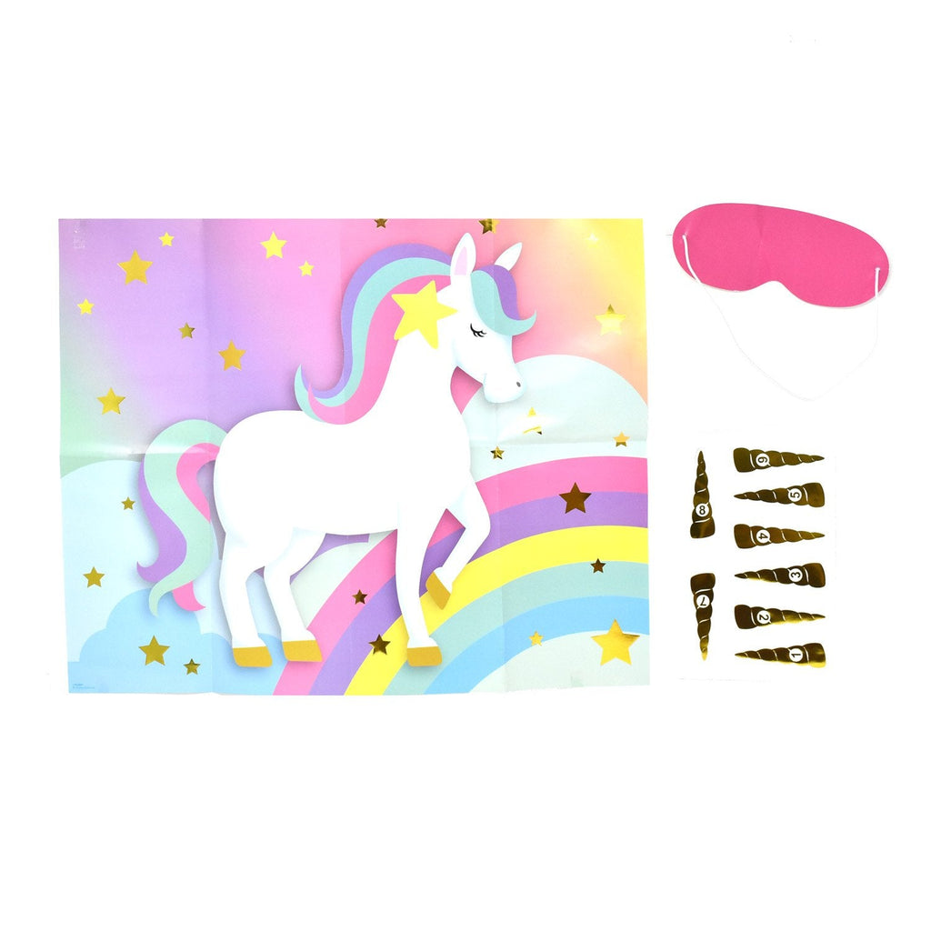 Rainbow Unicorn Pin The Horn Game, 15-Inch