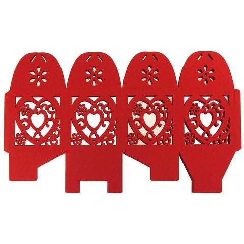 Laser Cut Favor Boxes, Fancy Heart, 2-Inch, 12-Piece, Red