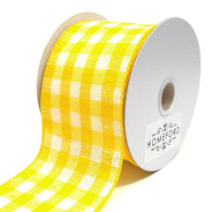 Colorful Gingham Checkered Linen Wired Ribbon, 10 Yards