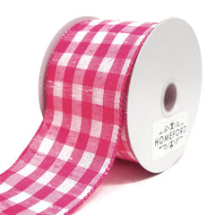 Colorful Gingham Checkered Linen Wired Ribbon, 10 Yards