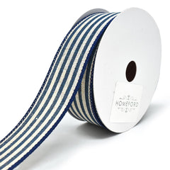 Cabana Stripes Canvas Wired Ribbon, 1-1/2-Inch, 10-Yard