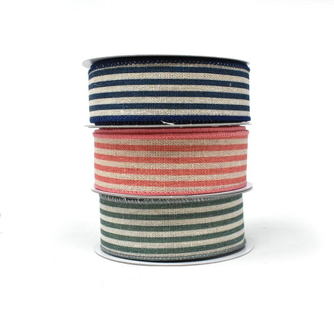 Cabana Stripes Canvas Wired Ribbon, 1-1/2-Inch, 10-Yard