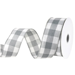 White Buffalo Plaid Wired Ribbons