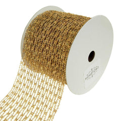 Metallic Tinsel Wired Diamond Netting Mesh Christmas Ribbon, 10 Yards