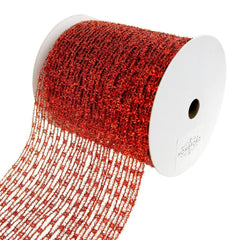 Metallic Tinsel Wired Diamond Netting Mesh Christmas Ribbon, 10 Yards