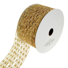 Metallic Tinsel Wired Diamond Netting Mesh Christmas Ribbon, 10 Yards