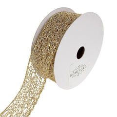 Open Weave Metallic Glitter Tinsel Mesh Christmas Ribbon, 10 Yards