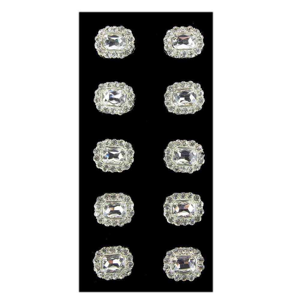 Oval Floral Rhinestone Accessories, Silver, 1-Inch, 10-Piece