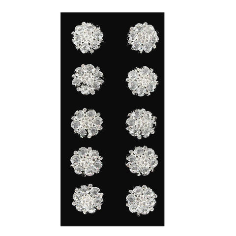 Flower Shaped Rhinestone Accessories, Clear, 1-Inch, 10-Piece