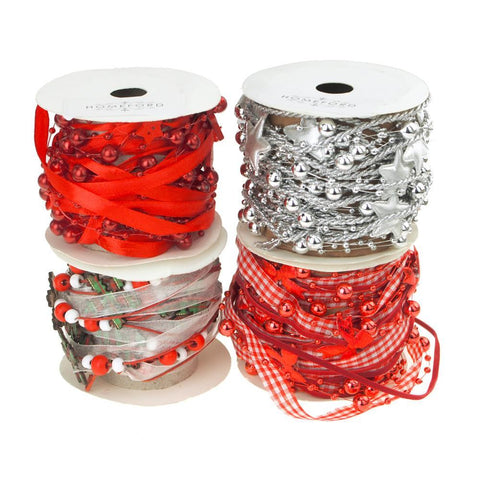 Christmas Cutouts Bead and Ribbon Garland, 5 Yards