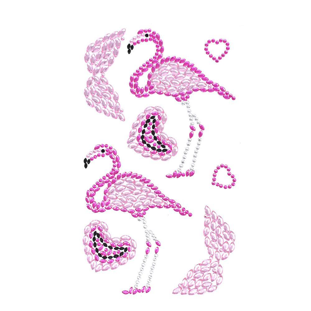Flamingos and Hearts Rhinestone Stickers, Assorted, 8-Piece