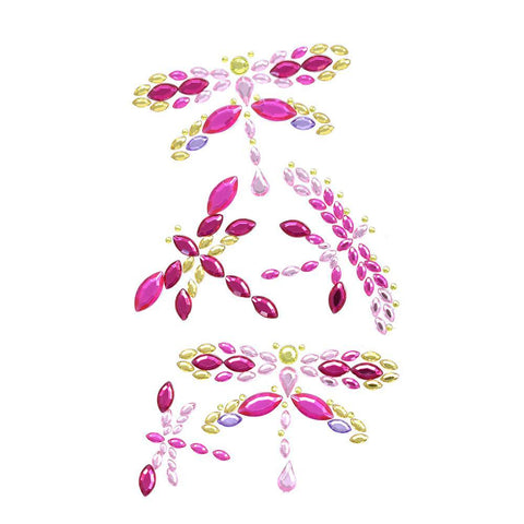 Dragonfly Rhinestone Stickers, Assorted, 5-Piece