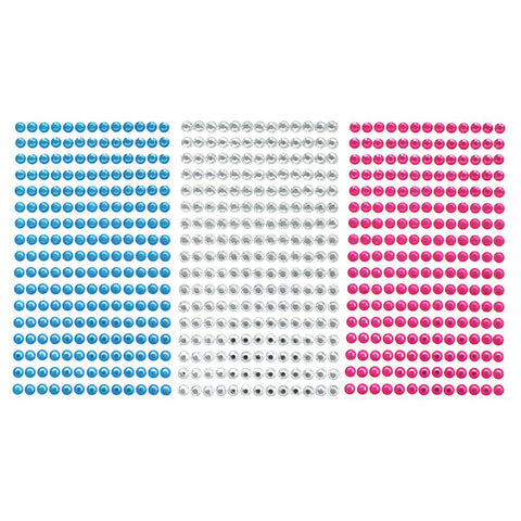 Round Rhinestone Gems Sticker Strips, 1/4-inch, 17-count