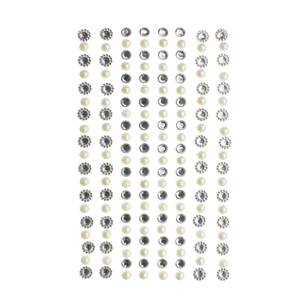 Rhinestone Gems and Flowers Sticker Strips, 1/4-Inch, 8-Count