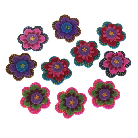 Self-Adhesive Boho Flowers Felt Die Cuts, 1-1/2-Inch, 10-Count