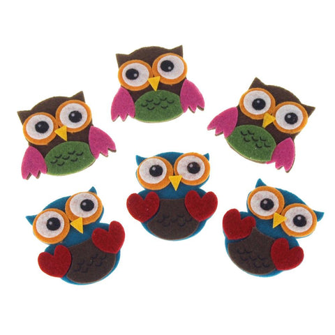 Self-Adhesive Boho Owls Felt Die Cuts, 1-3/4-Inch, 6-Count