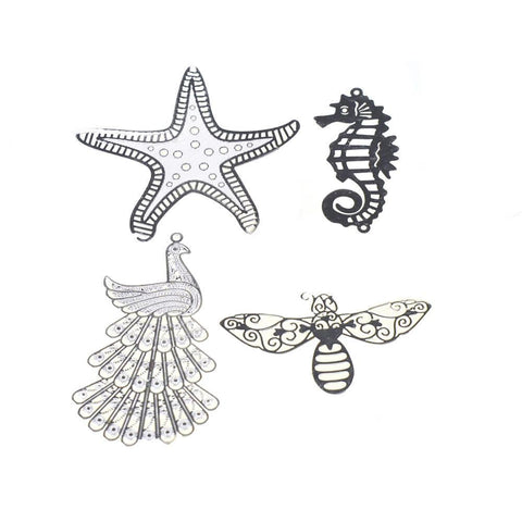 Dainty Creatures Metal Charm Stickers, 4-Piece