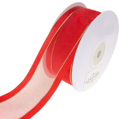 Gold-Lined Satin Edge Organza Ribbon, 25-yard