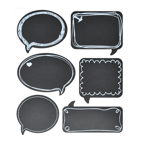 Speech Bubble Chalkboard Stickers, Black, Assorted Sizes, 24-Piece