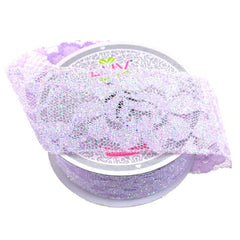 Floral Lace Trim Ribbon with Glitters, 2-Inch, 10 Yards