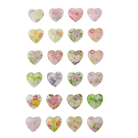 Floral Heart Stone Stickers, 5/8-Inch, 24-Piece