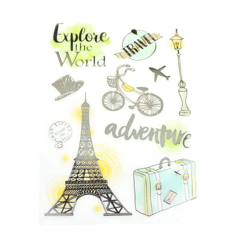 Explore The World Clear Foil Accented Stickers, 10-Piece