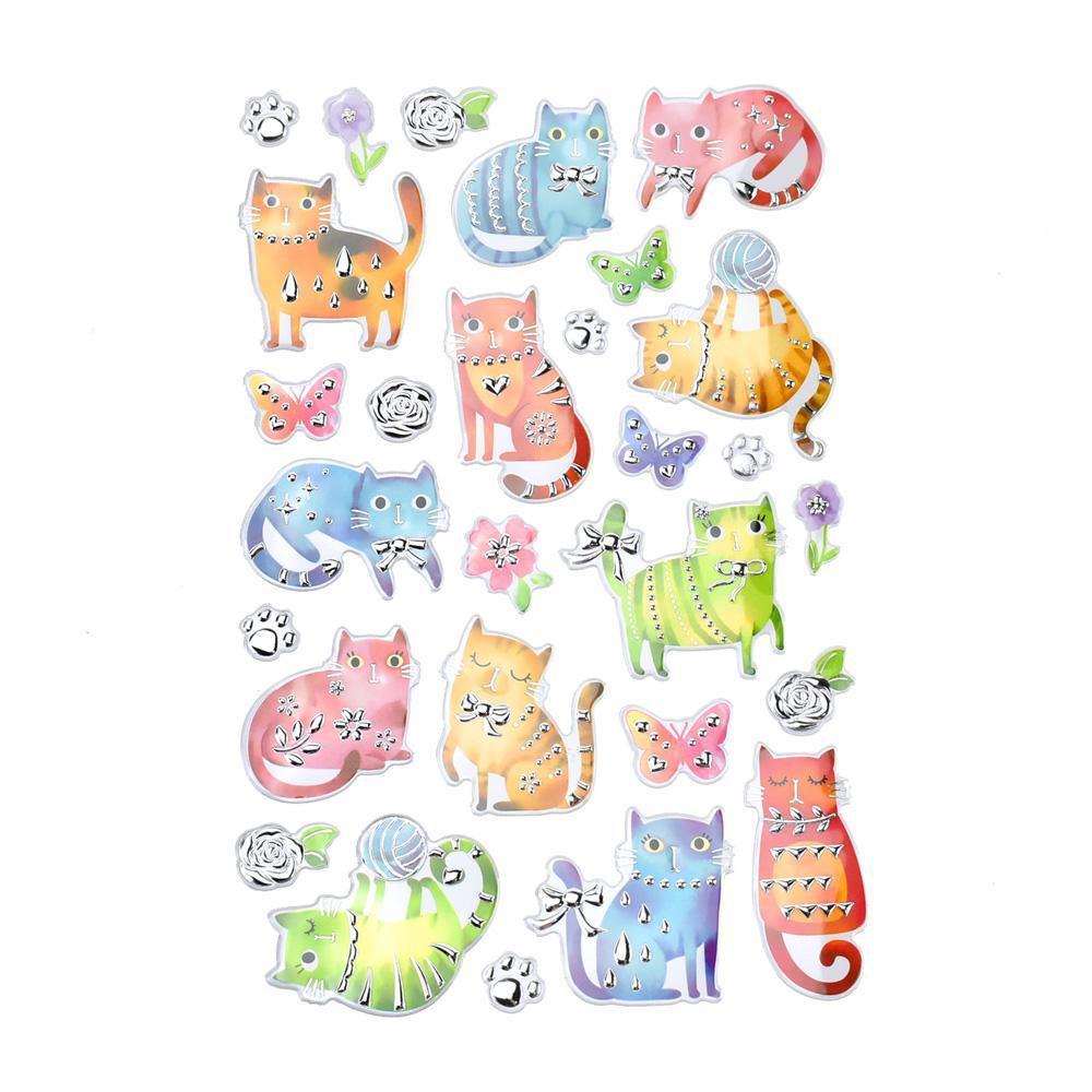 Fuzzy Kitty Foil Fun Stickers, 28-Piece