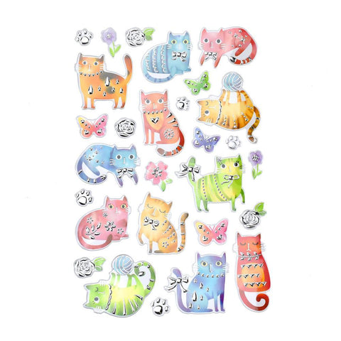 Fuzzy Kitty Foil Fun Stickers, 28-Piece