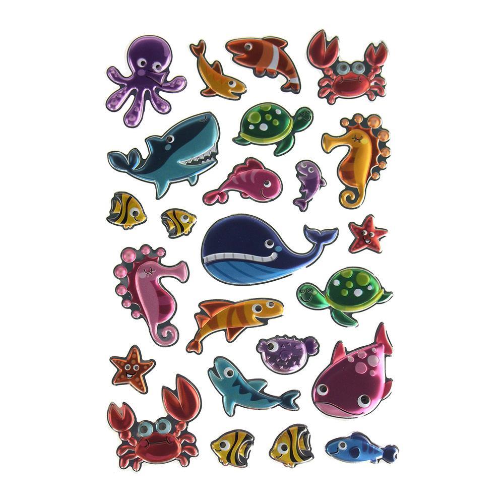 Sea Creatures Puffy Foil Fun Stickers, 24-Count