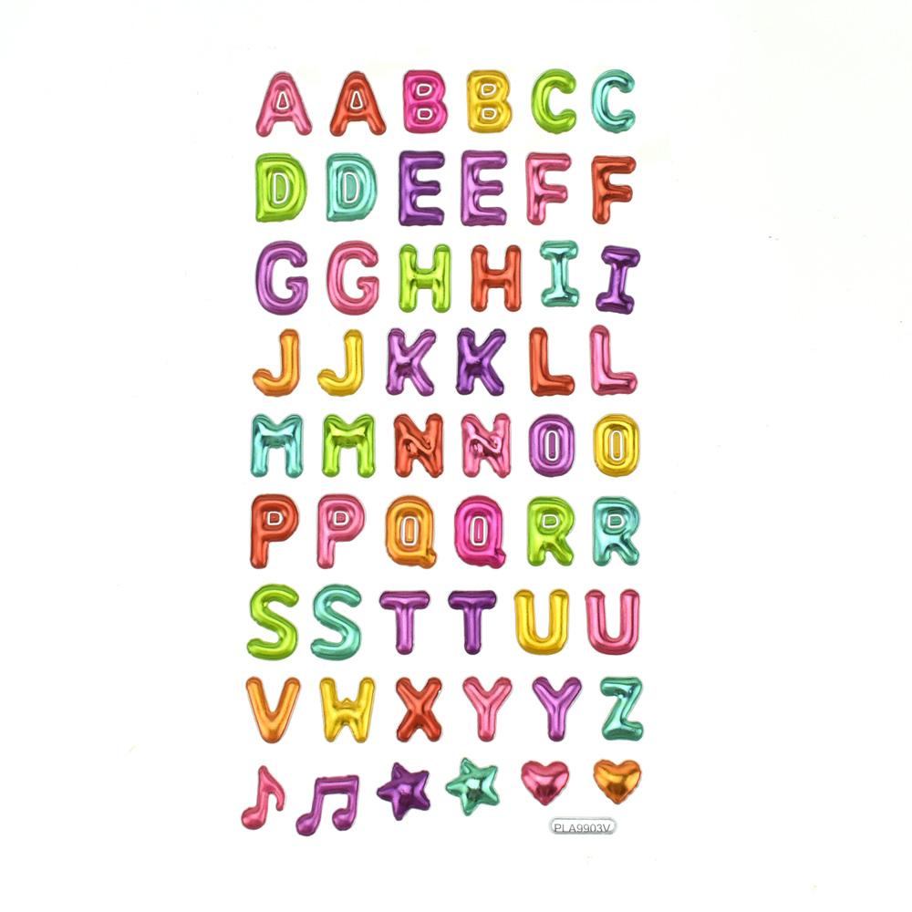 Metallic Balloon Blast Alphabet Paper Craft Stickers, 54-Piece