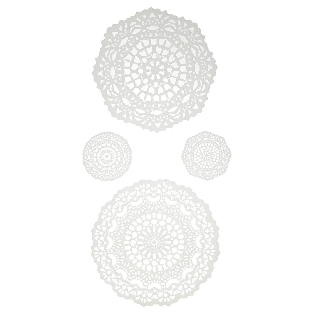 Doily Paper Craft Stickers, White, 4-Piece