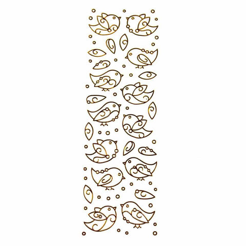 Birdie Chickadee 3D Clear Foil Stickers, Gold, 12-Count