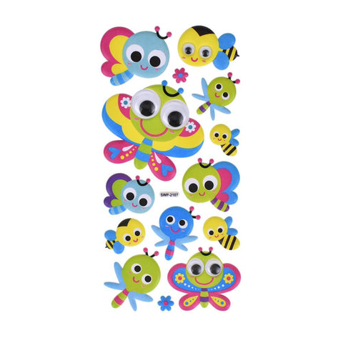 Flying Friends Googly Eye Puffy Stickers, 14-Piece