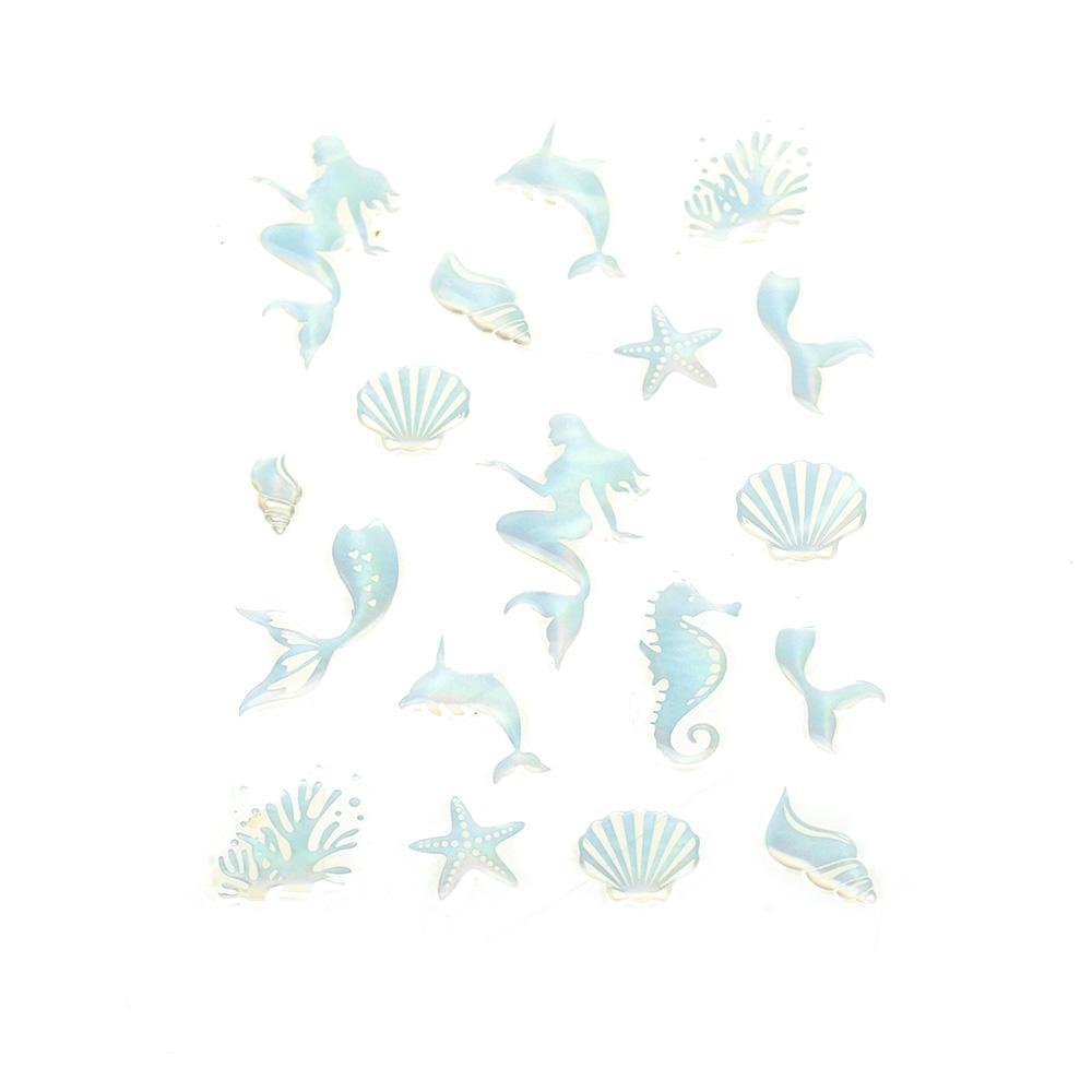 Mermaid Accents Epoxy Shimmer Stickers, 18-Piece