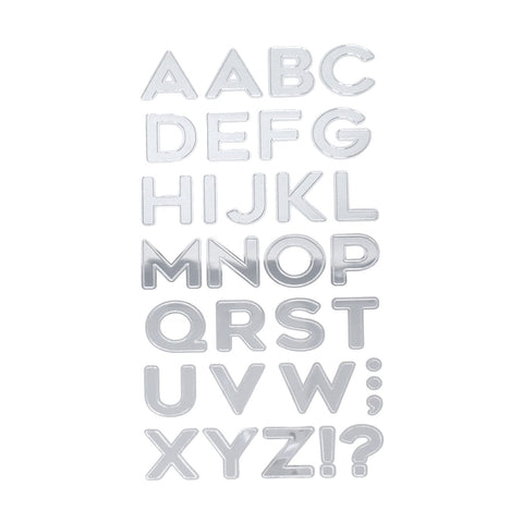 Caps Alphabet Foil Stickers, Silver, 1-1/4-Inch, 32-Piece