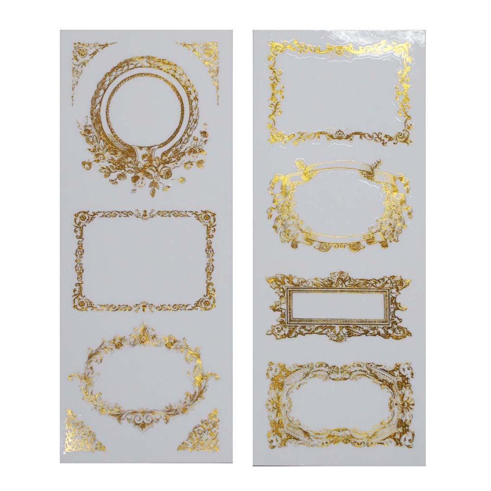 Elegant Frames Foil Stickers, Rectangle, Gold, 2-Sheets