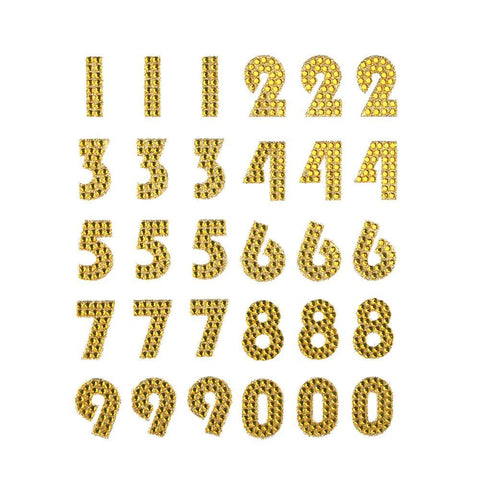 Groovy Numbers Rhinestone Stickers, Gold, 1-Inch, 32-Count