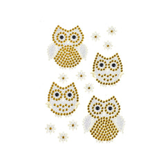 Owl and Flower Gem Art Stickers, 13-Piece