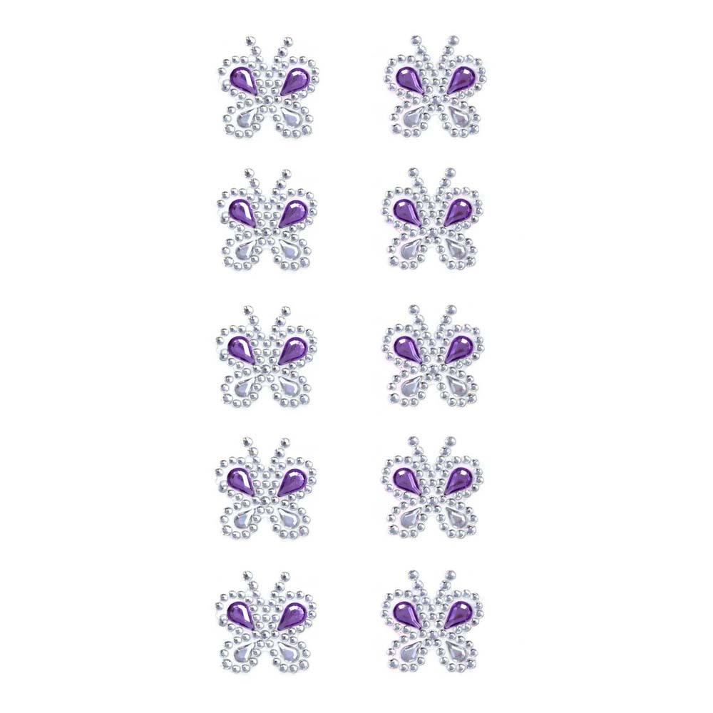 Rhinestone Butterfly Stickers, Purple, 1-1/2-Inch, 10-Count