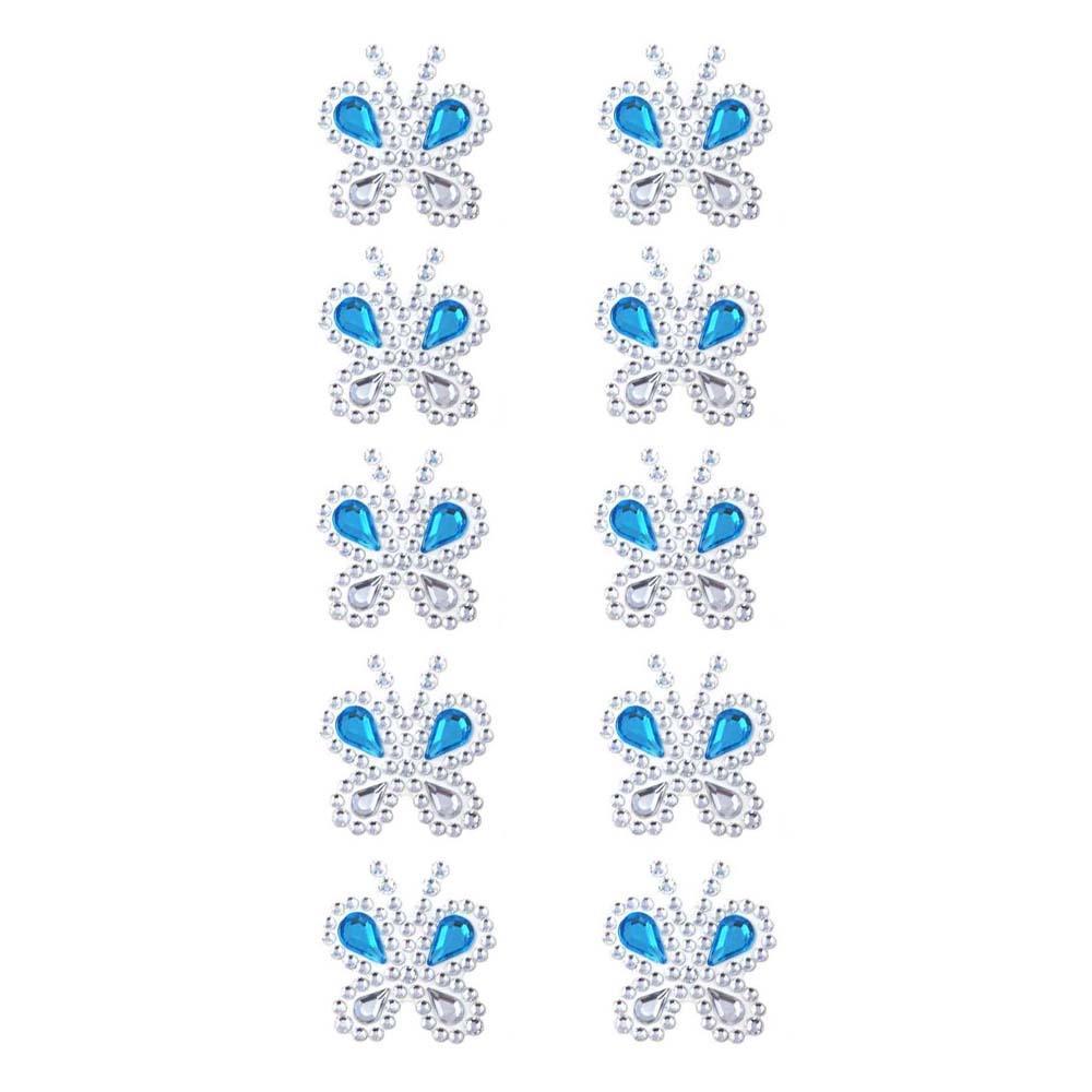 Rhinestone Butterfly Stickers, Turquoise, 1-1/2-Inch, 10-Count