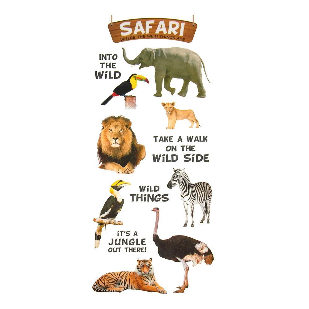 Safari Animals Clear Photo Safe Paper Stickers, 13-Count