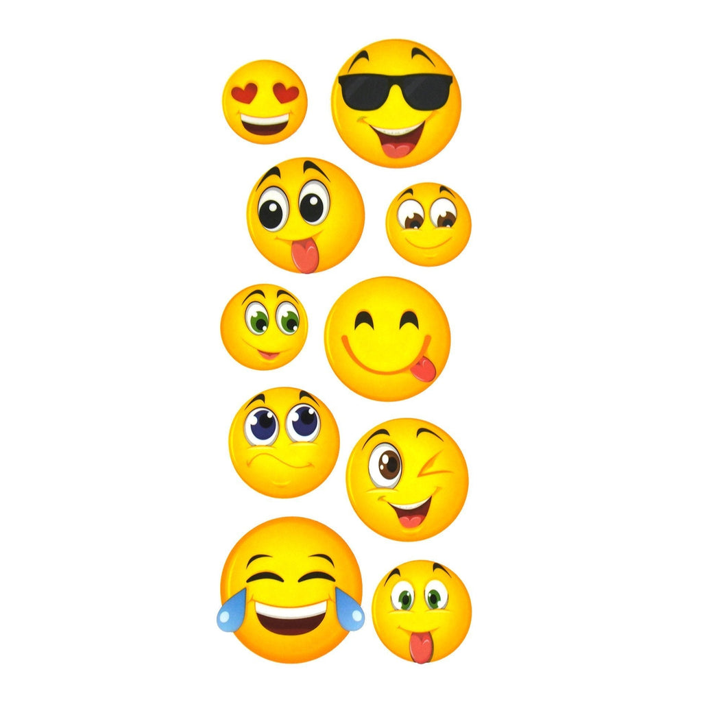 Large Emojis Clear Photo Safe Paper Stickers, 10-Count