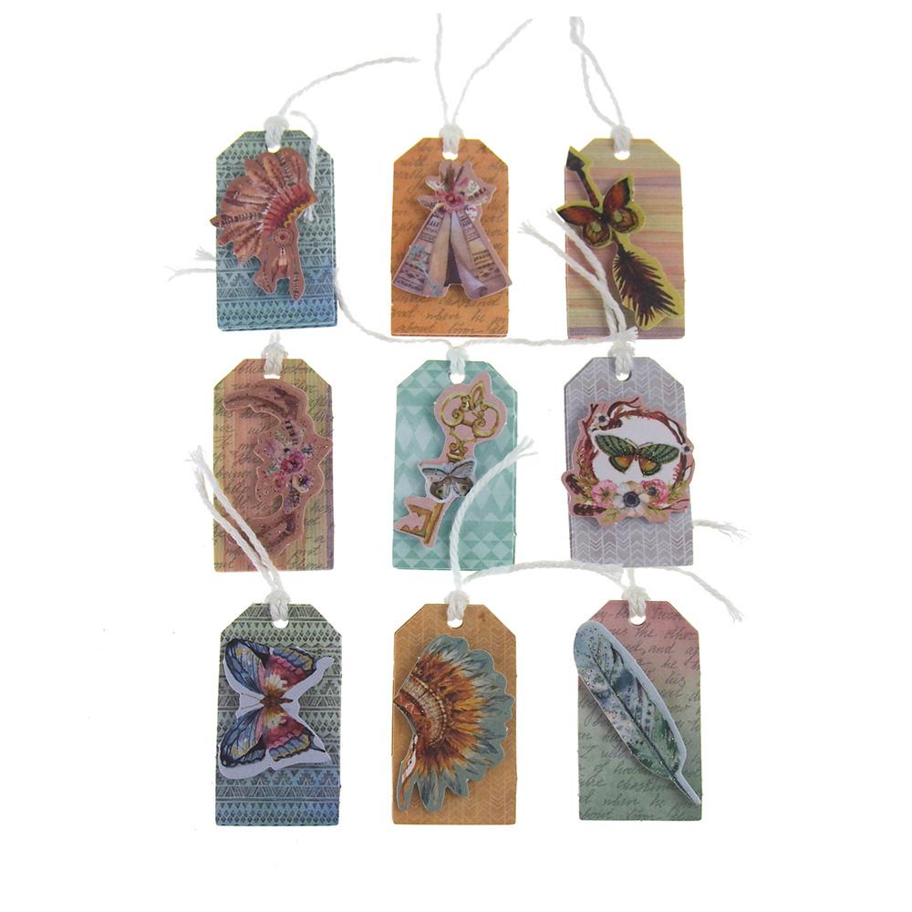 Tribal 3D Handmade Tags Sticker, 1-3/4-Inch, 9-Count
